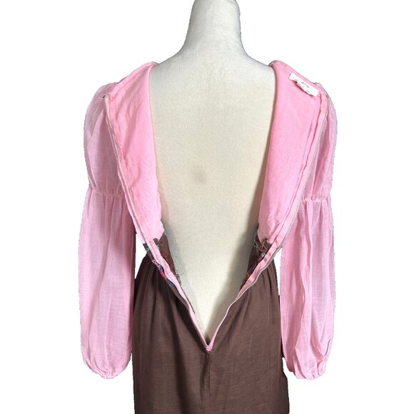 Vintage 70s Romantic Embroidered Garden Hippie Maxi Boho Prairie Maxi Dress - Picture 7 of 8